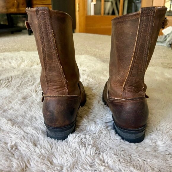 Frye Brown Leather Buckle Boots – Size 8 - Picture 3 of 5